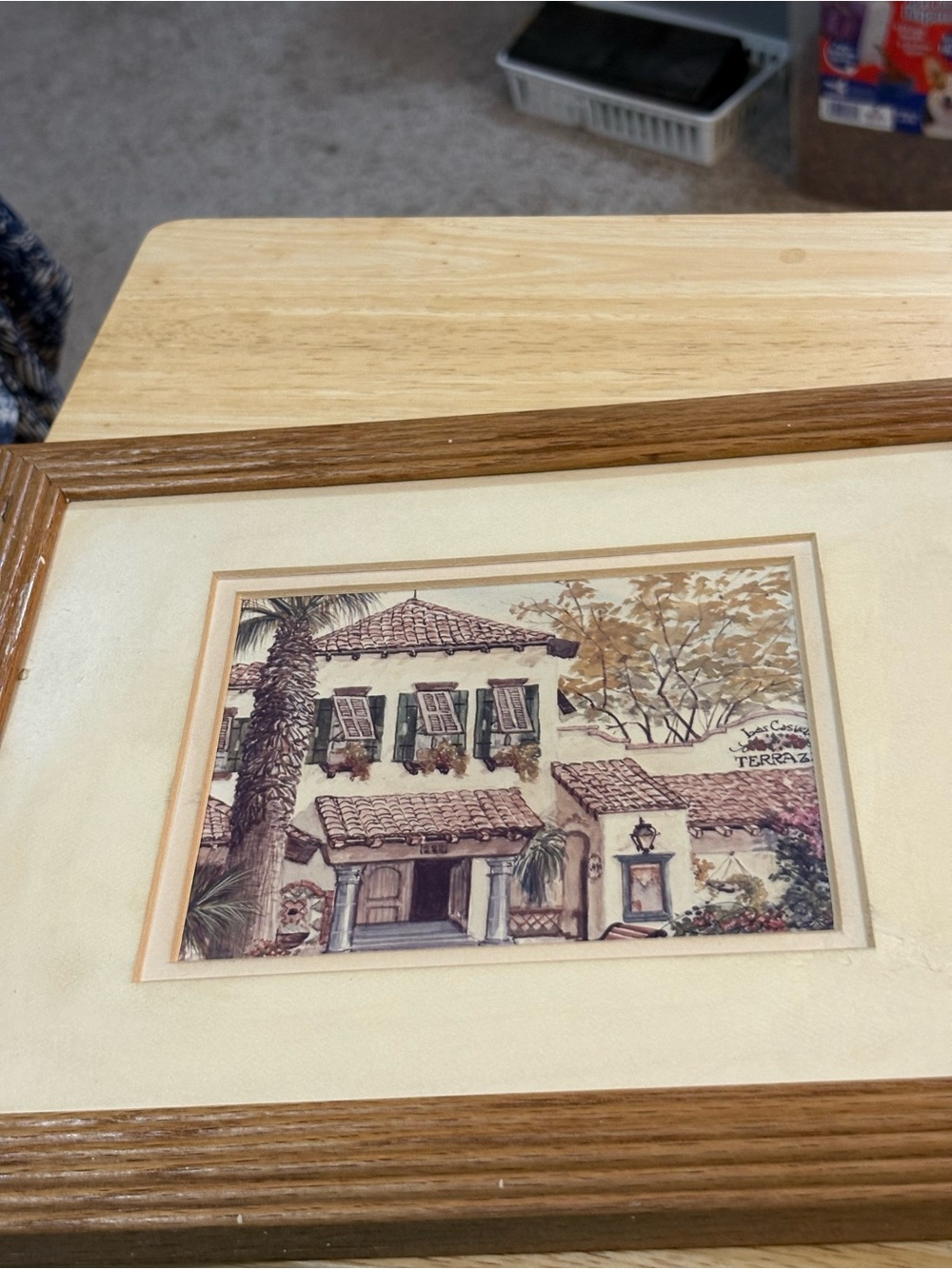 VTG watercolor of Palm Springs restaurant “Las Casuelos Terraza” Robert Hockenbe